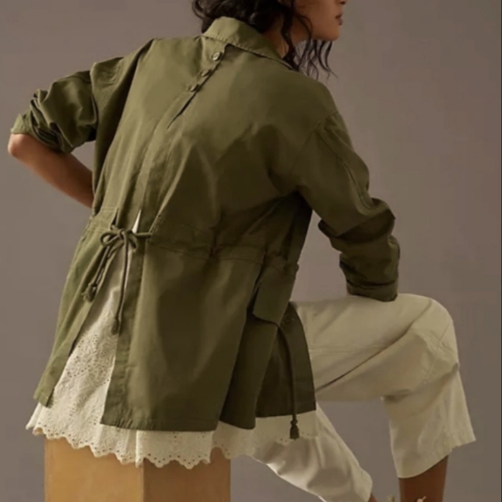 Anthropolgie tiny Charlie eyelet utility military/olive green jacket